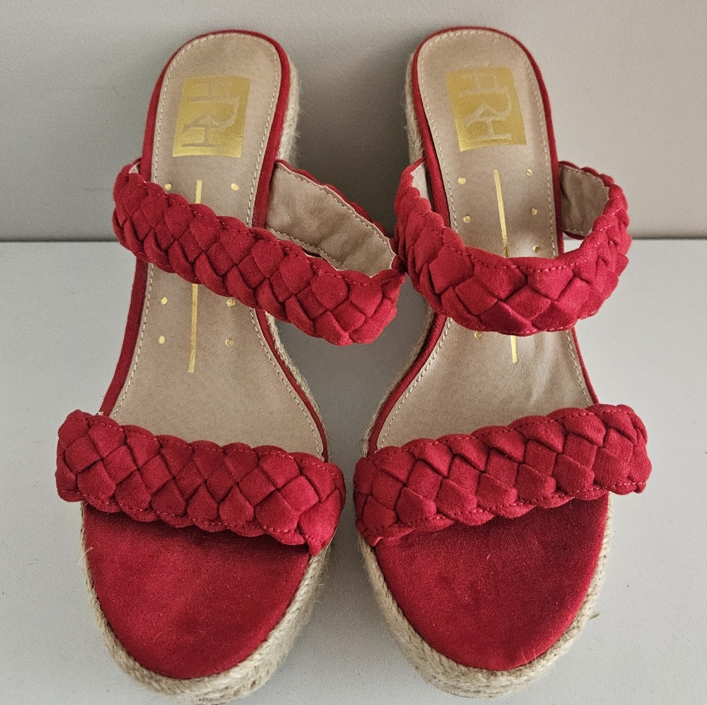 FRH Red Braided 4.5" Platform Wedge Espadrille Sandals- Size 8.5